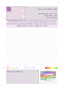 Lunar Harmony Planner - October 12, 2023